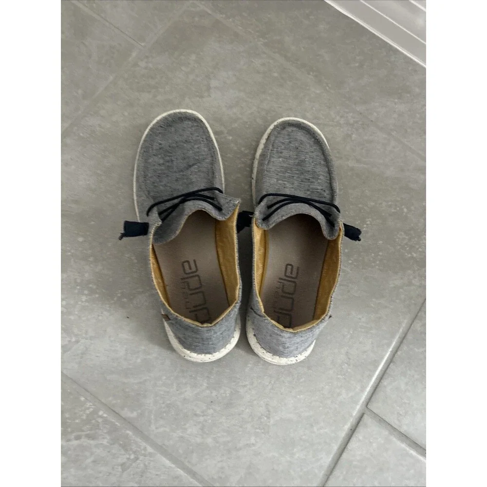Hey Dude Wendy  Chambray White/Blue Size 9 Used No Box